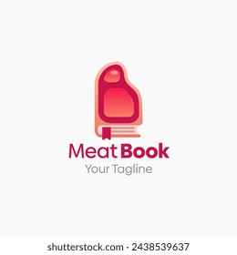 Ilustración Vector Logo gráfico del libro de la carne. Fusión de los conceptos de un libro y un trozo de carne. Bueno para la educación, curso, aprendizaje, academia, etc