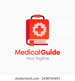 Illustration Vector Graphic Logo of Medical Guide. Merging Concepts of a Book and first aid kit box Shape. Good for Education, Course, Learning, Academy etc