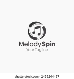 Illustration Vector Graphic Logo of Melody Spin. Merging Concepts of a Music note and Spin whirl Shape. Good for business Music, course