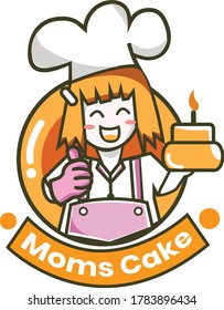 
Illustration vector graphic of logo Moms Cake showing his chef. 
Perfect for industri the Cake shop etc