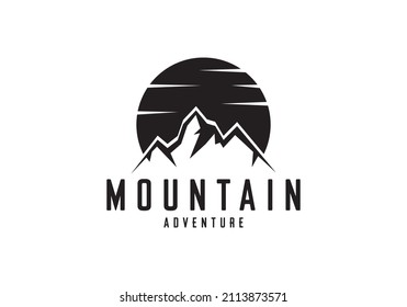 illustration vector graphic logo of mountain sun abstract