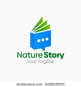 Illustration Vector Graphic Logo of Nature Story. Merging Concepts of a Grass and Book Shape. Good for education, course, agency and etc