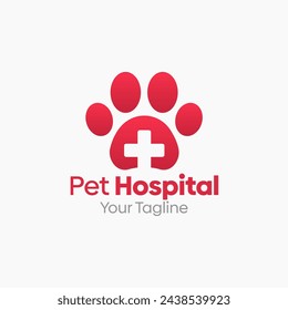 Illustration Vector Graphic Logo of Pet Hospital. Merging Concepts of a Pet and First aid kit Shape. Good for Clinic, pet hospital, agency and etc