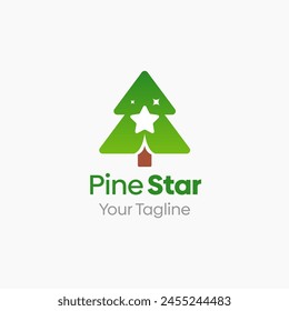 Illustration Vector Graphic Logo of Pine Star. Merging Concepts of a Pine Tree and star shape. Good for Education, Course, Learning, Academy