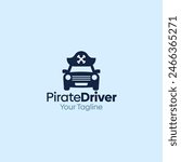 Illustration Vector Graphic Logo of Pirate Driver. Merging Concepts of a Pirate hat and Car Shape. Good for business, startup, company logo