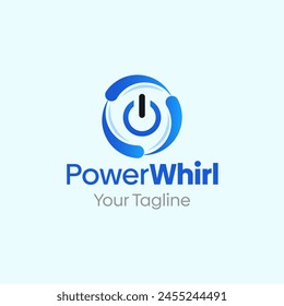 Illustration Vektorgrafik Grafiklogo von Power Whird. Verschmelzen von Konzepten eines Leistungsschalters und Spin-Whirl-Form. Gut für Unternehmen, Startup, Firmenlogo