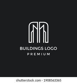 illustration vector graphic of logo real estate  house  home  building  construction. in black backround