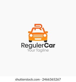 Illustration Vector Graphic Logo of Regular Car. Merging Concepts of Initial Alphabet R and Car Shape. Good for business, startup, company logo