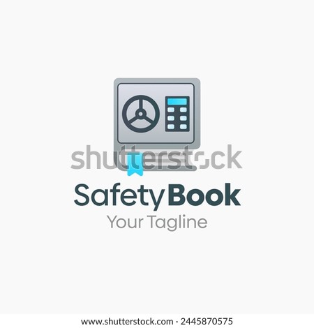 Illustration Vector Graphic Logo of Safety Box. Merging Concepts of a Book and safe-deposit box. Good for Education, Course, Learning, Academy etc