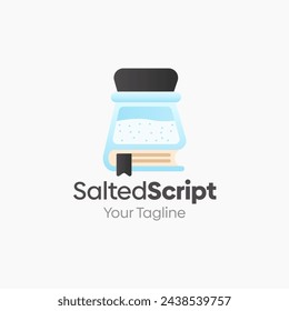 Ilustración Vector Logo gráfico de la escritura salada. Fusión de los conceptos de un libro y salado. Bueno para la educación, curso, aprendizaje, academia, etc