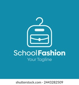 Illustration Vector Graphic Logo of School Fashion. Merging Concepts of a Hanger Fashion and School Ransel. Good for Fashion Industry, Business Laundry, Boutique, Garment, Tailor and etc