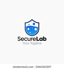 Ilustración Vector Logo gráfico de Secure Labs. Fusión de los conceptos de una forma de escudo y de Laboratorios líquidos. Bueno para el negocio, inicio, logotipo de la empresa