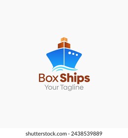 Illustration Vector Graphic Logo of Ship Box. Merging Concepts of a Ship and Box. Good for Cargo industry, transportation and etc