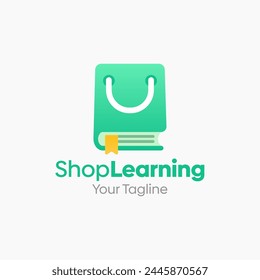 Illustration Vector Graphic Logo of Shop Learning. Merging Concepts of a Book and Shopping Bag. Good for Education, Course, Learning, Academy etc