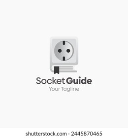 Illustration Vector Graphic Logo of Socket Guide. Merging Concepts of a Book and Electric Socket Good for Education, Course, Learning, Academy etc