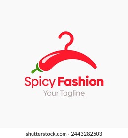 Illustration Vector Graphic Logo of Spicy Fashion. Merging Concepts of a Hanger Fashion and Chili. Good for Fashion Industry, Business Laundry, Boutique, Garment, Tailor and etc