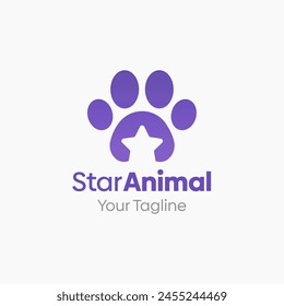 Illustration Vector Graphic Logo of Star Animal. Merging Concepts of a Star and Animal Paw Shape. Good for Education, Course, Learning, Academy etc