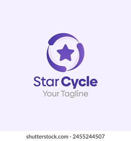 Illustration Vector Graphic Logo of Star Cycle. Merging Concepts of a Star and Spin whirl Shape. Good for business, startup, company logo