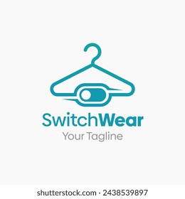 Illustration Vektor Grafik Logo von Switch Wear. Verschmelzen von Konzepten einer Hängermode und einer On Off Button Form. Gut für die Modebranche, Business Wäscherei, Boutique, Bekleidung, Schneider und etc