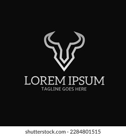 illustration vector graphic of logo symbol bull monoline silver color