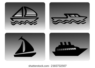 Illustration vector graphic of logo, symbols or a marine transports icon. Several types of transport icons, Boats. Perfect for sign, symbols, profiles, children's book, etc. Unique, flat and simple.