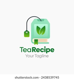 Illustration Vector Graphic Logo of Tea Recipe. Merging Concepts of a Book and Tea bag. Good for Education, Course, Learning, Academy etc