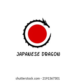 Illustration vector graphic of logo template dragon shape circle Japanese style design