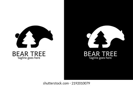 Illustration vector graphic of logo template bear tree perfect for concept design retro l and other