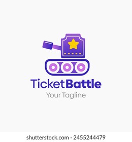 Illustration Vector Graphic Logo of Ticket Battle. Merging Concepts of a Ticket and Tank. Good for Game, organization, group