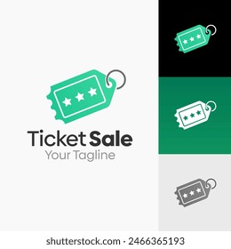 Illustration Vector Graphic Logo of Ticket Sale. Merging Concepts of a Coupon Tag and Ticket Shape. Good for business, startup, company logo