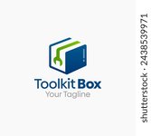 Illustration Vector Graphic Logo of Tool Box. Merging Concepts of a wrench and Box Shape. Good for Cargo industry, transportation, civil engineering and etc
