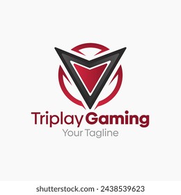 Ilustración Vector Gráfico Logo de Triplay Gaming. Bueno para la industria del juego, agencia y etc