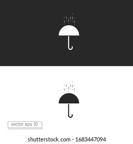 Ilustración vectorial gráfico del paraguas del logotipo con gotas de lluvia que ahorran icono impermeable