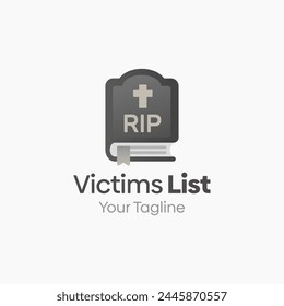 Illustration Vector Graphic Logo of Victim List. Merging Concepts of a Book and graveyard stone. Good for Education, Course, Learning, Academy etc