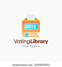 Illustration Vector Graphic Logo of Voting Library. Merging Concepts of a Book and Voting Box election Good for Education, Course, Learning, Academy etc