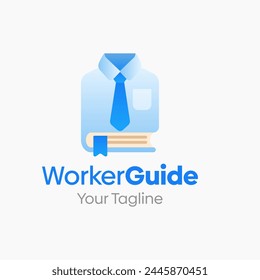 Illustration Vector Graphic Logo of Worker Guide. Merging Concepts of a Book and Worker uniform. Good for Education, Course, Learning, Academy etc