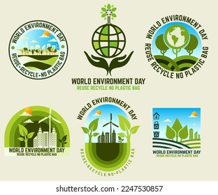 Illustration vector graphic of logo world environment day good for environmental campaigns