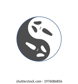 illustration vector graphic of logo yin yang with ghost