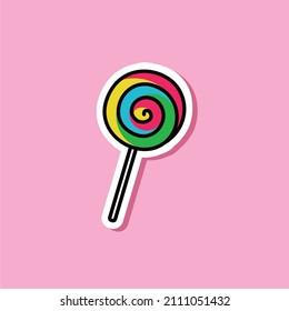 Illustration vector graphic of Lolipop. Lolipop retro style isolated on a pink background. The illustration is Suitable for Banner, flyers, stickers, Card, etc.