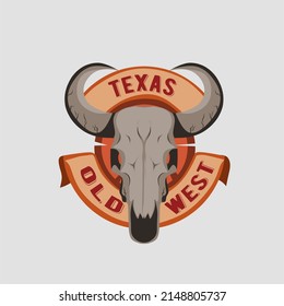 Illustration Vector Graphic Of Longhorn Bull Texas,old West Logo.suitable For Background,poster,banner,etc