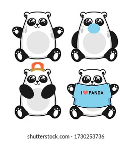 illustration vector graphic i love cute panda illustration with medical mask
