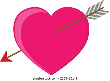 Illustration vector graphic of love pierced by an arrow that represents the mood of being in love or a day full of love, suitable for icons or symbols