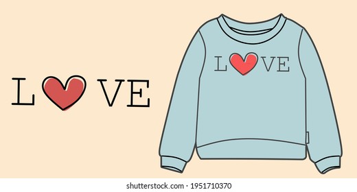 Illustration vector graphic of love sign on sweater, perfect for t-shirts design, clothing, hoodies, women thrift. 