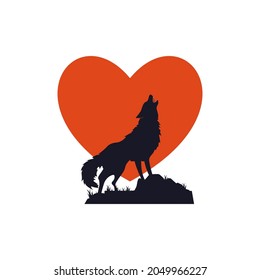 Illustration Vector Graphic of Love Wolf Logo. Perfect to use for Technology Company