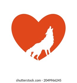 Illustration Vector Graphic of Love Wolf Logo. Perfect to use for Technology Company