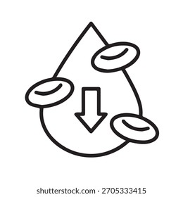 Illustration vector graphic of Low Blood Drop Icon
