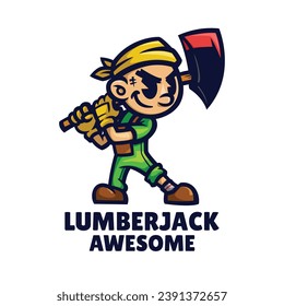 Gráfico vectorial de ilustración de Lumberjack, bueno para el diseño del logotipo