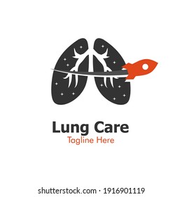 Gráfico vectorial de ilustración del logotipo del cohete lunar. Perfecto para usar para Lung Care Company
