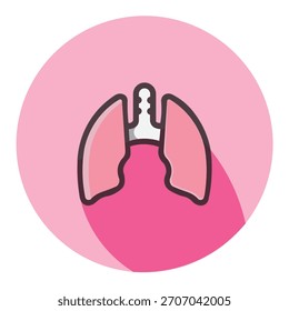 Ilustración Vector gráfico de los pulmones Icon con forma de círculo