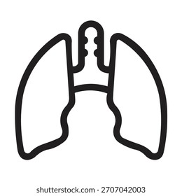 Ilustración Vector gráfico de icono de contorno de pulmones que ilustra el sistema respiratorio y la anatomía humana